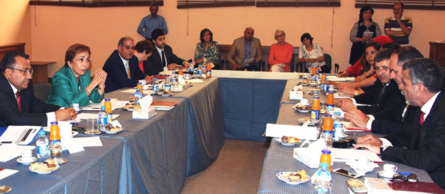 HRH Princess Basma attends a meeting of the newly appointed executive board members of the Jordanian National Commission for Women on Wednesday (Petra photo)